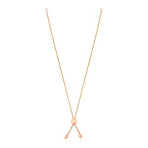 14k Rose Gold Adjustable Friendship Bracelet Chain with Ball Slide
