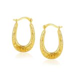 10k Yellow Gold Fancy Oval Hoop Earrings