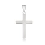 14k White Gold Flat Design Cross Pendant