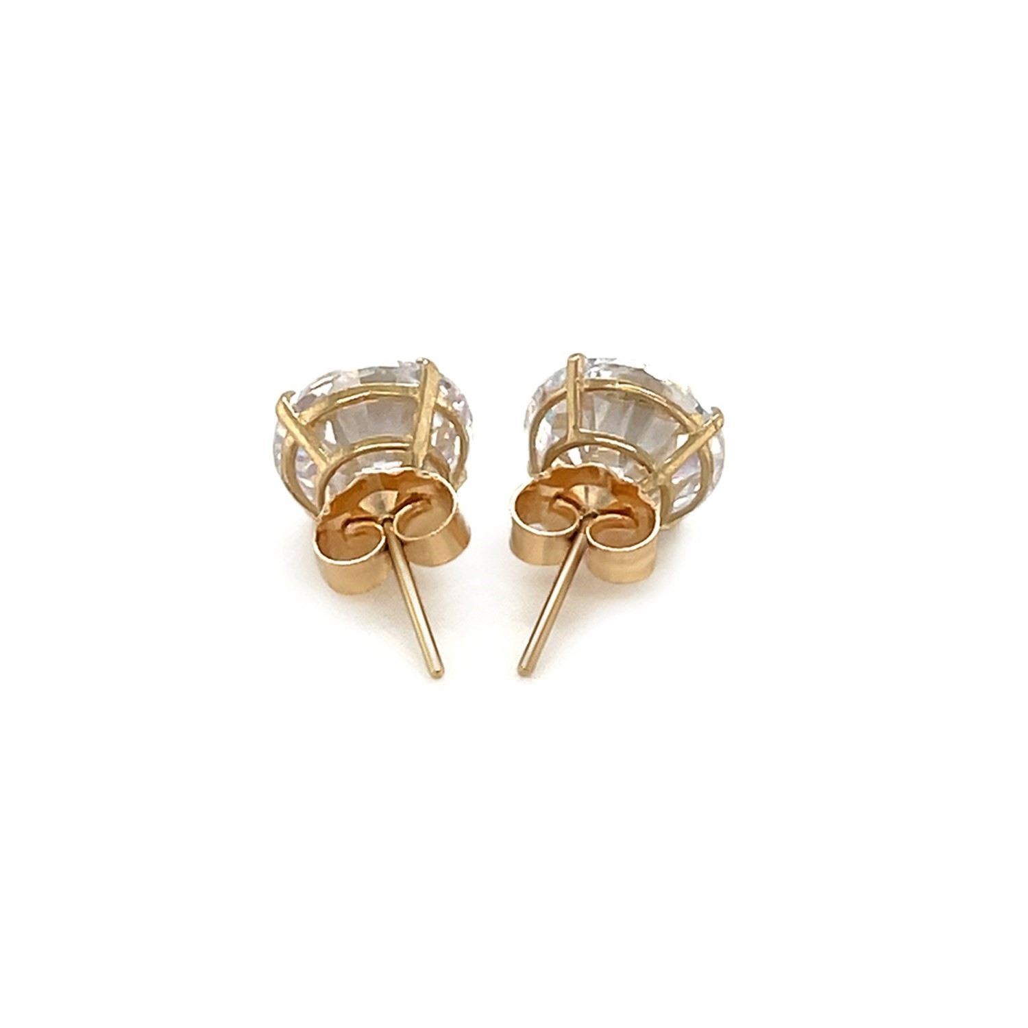 14k Yellow Gold 8.0mm Round CZ Stud Earrings - Image 3