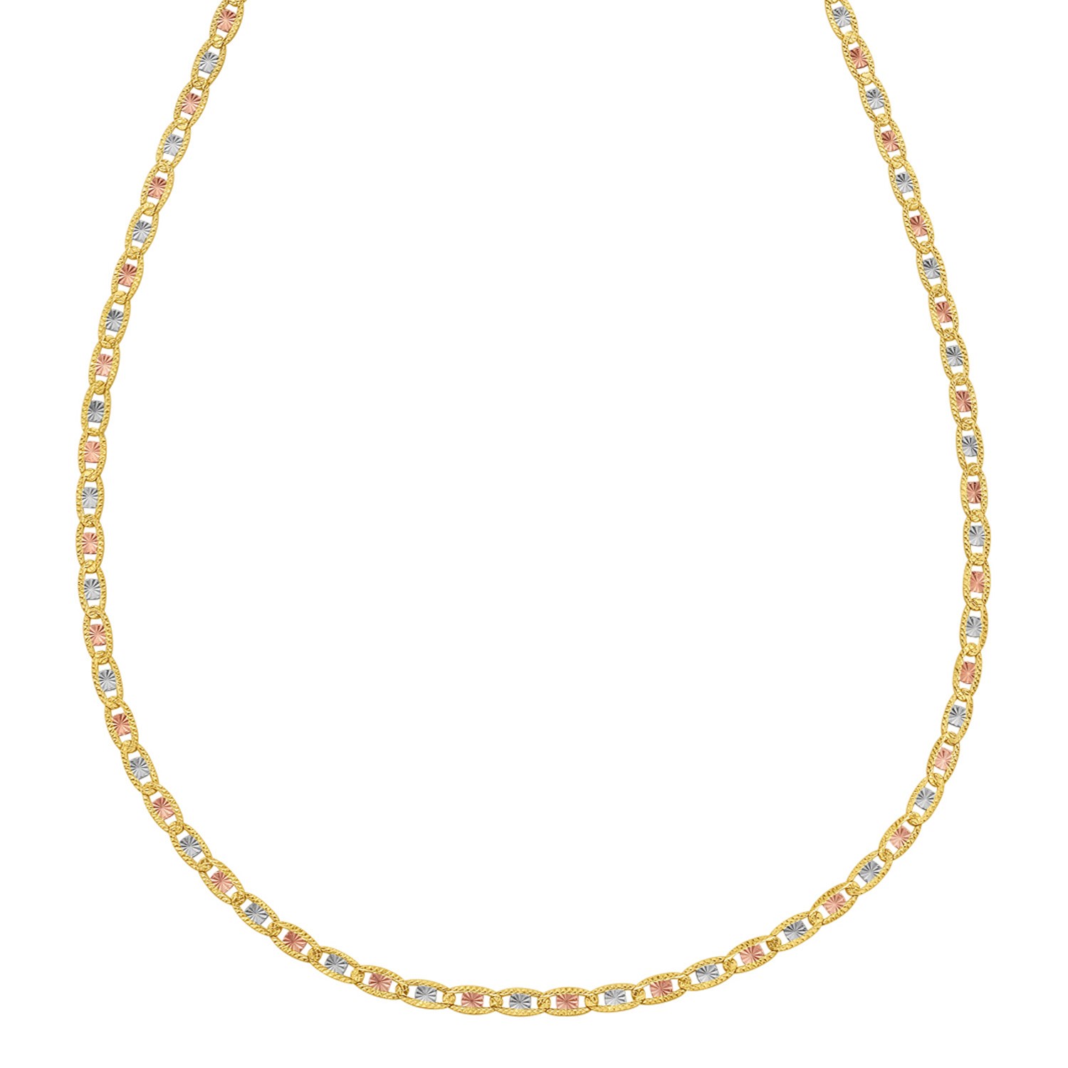 14K Tri Color Gold Pave Valentino Chain (2.50 mm) - Image 2