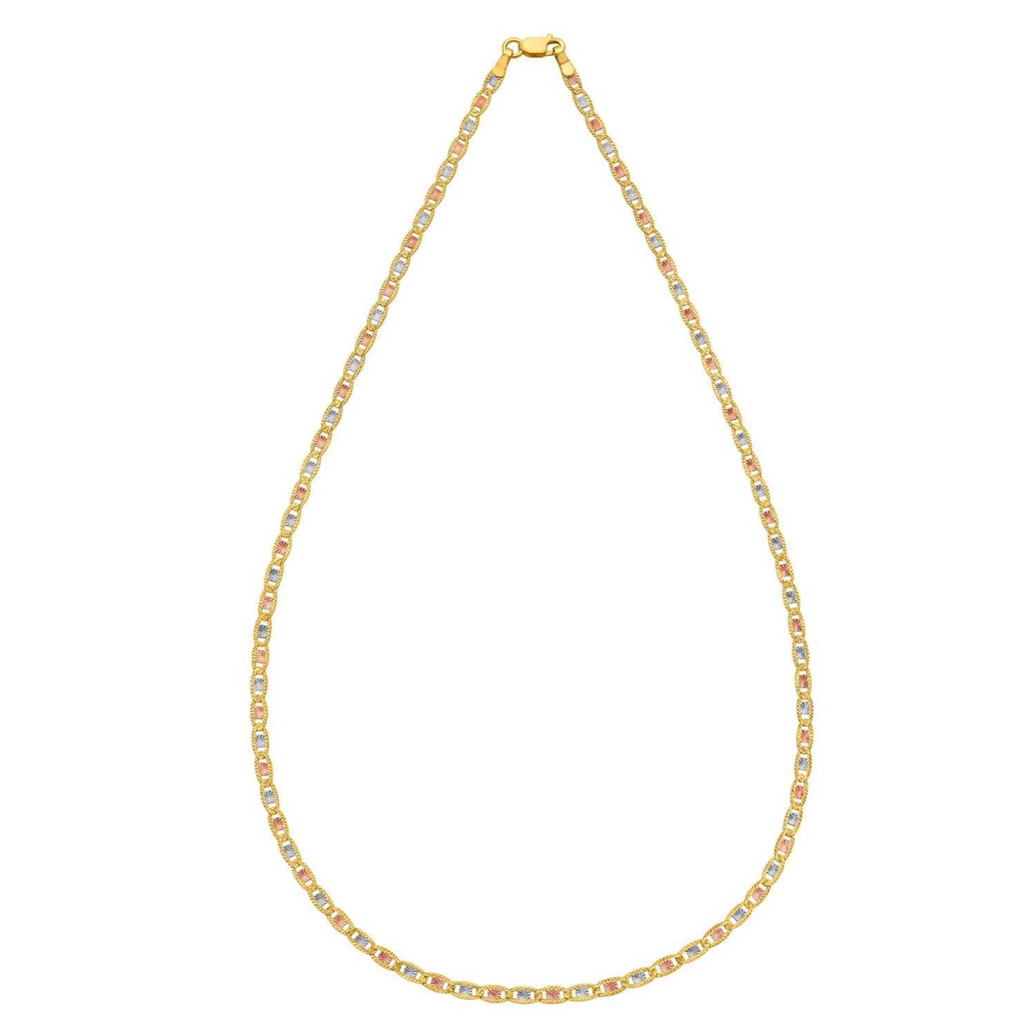 14K Tri Color Gold Pave Valentino Chain (2.50 mm) - Image 3