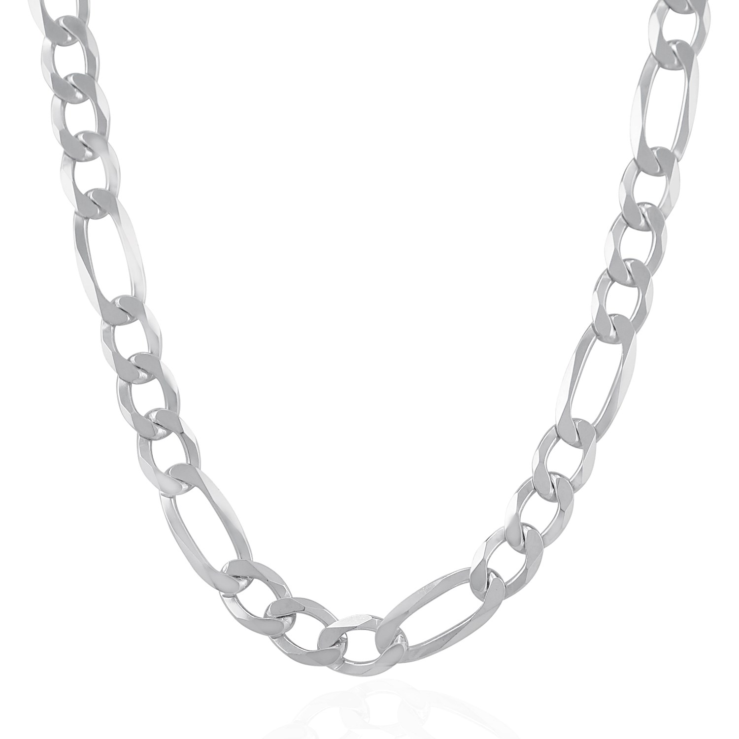 Rhodium Plated 8.8mm Sterling Silver Figaro Style Chain (8.80 mm) - Image 2