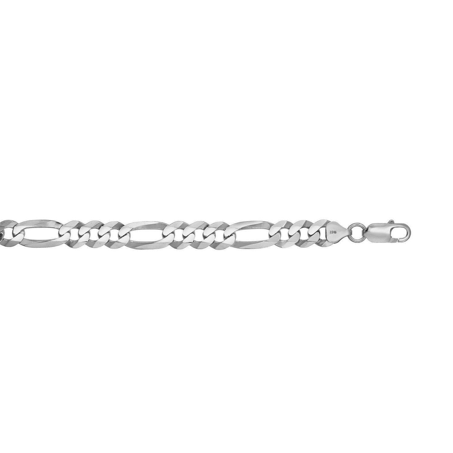 Rhodium Plated 8.8mm Sterling Silver Figaro Style Chain (8.80 mm) - Image 3