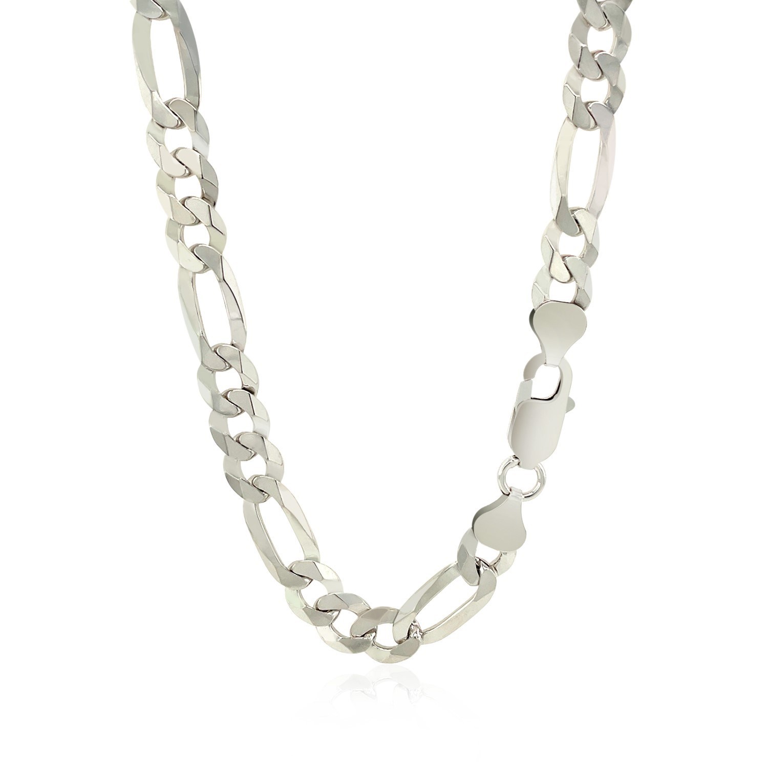 Rhodium Plated 8.8mm Sterling Silver Figaro Style Chain (8.80 mm) - Image 4