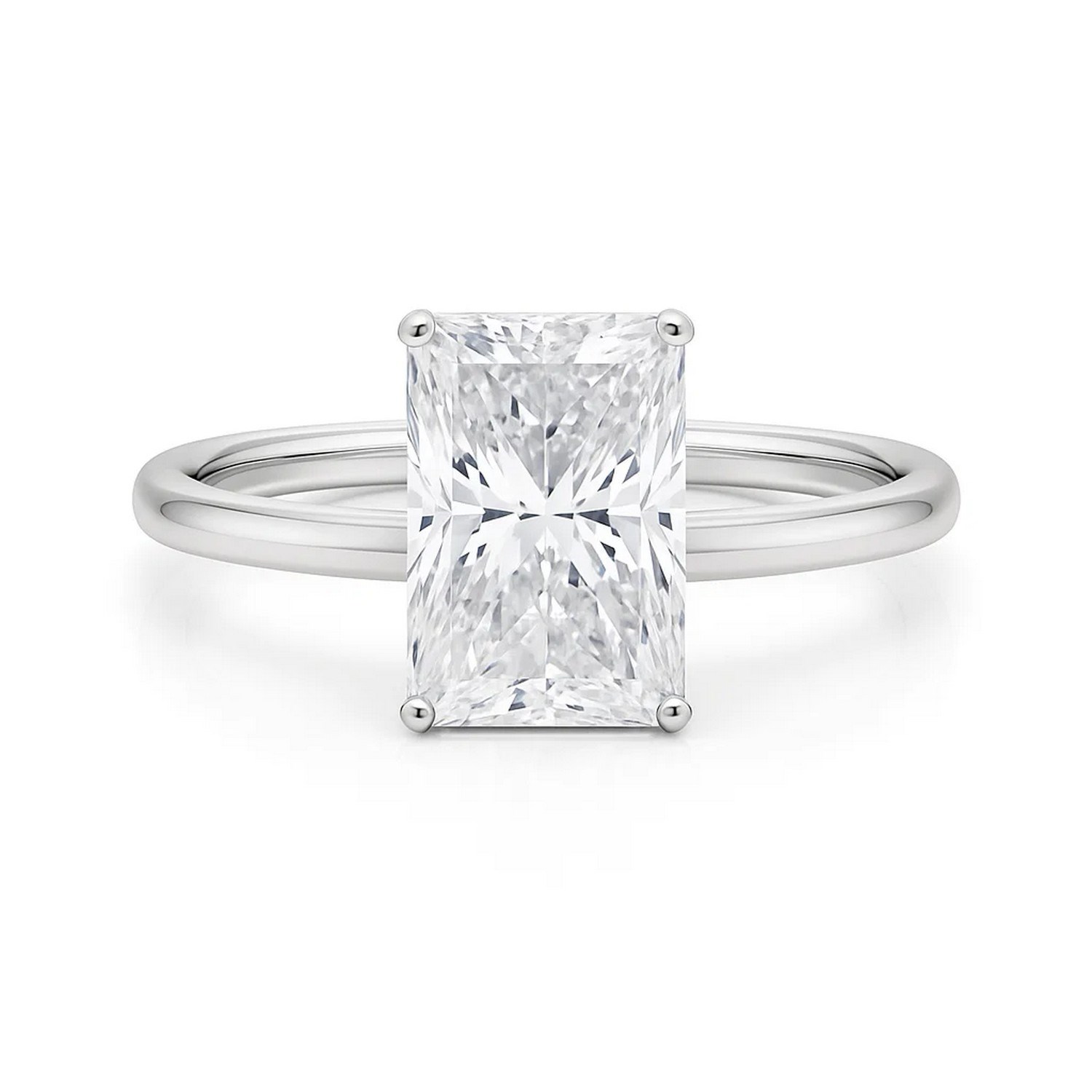 5 Carat Radiant Lab Grown IGI G/VS1 Diamond Solitaire Ring in 14K White Gold - Image 3
