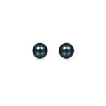 14k Yellow Gold Cultured Black Pearl Stud Earrings (7mm)