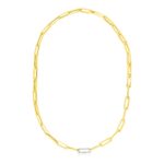 14k Yellow Gold Paperclip Chain Necklace with Diamond Link (6.00 mm)