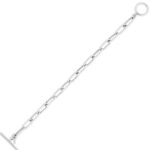 Sterling Silver Rhodium Plated Paperclip Toggle Bracelet (10.20 mm)