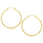 14k Yellow Gold Fancy Diamond Cut Extra Large Hoop Earrings (2x45mm)