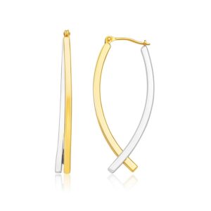 14k Two-Tone Gold Double Row Fancy Drop Earrings
