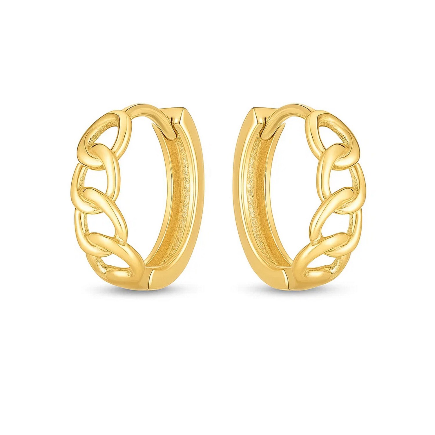 14k Yellow Gold Curb Huggie Hoop - Image 2