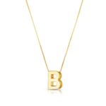 14K Yellow Gold Yours Truly Block Letter Initial B Necklace