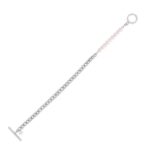 Sterling Silver Rhodium Plated Pearl Pearl Curb Toggle Bracelet (4.50 mm)