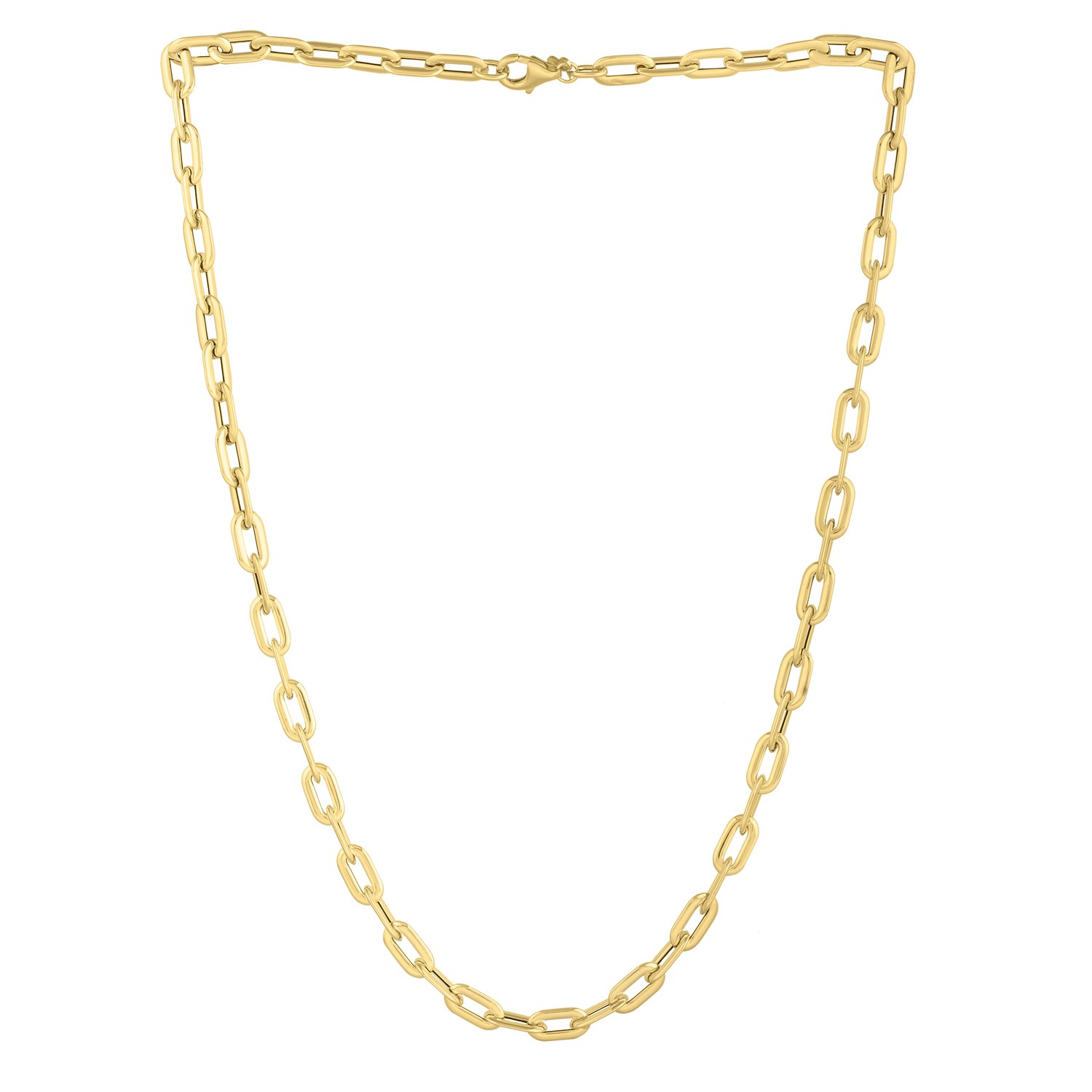 Oval Domed Paperclip Necklace in 14K Yellow Gold (5.30 mm) - Image 2