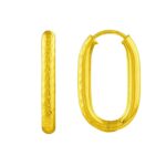 Endless Engraved Paperclip Hoop Earrings in 14K Yellow Gold