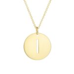14K Yellow Gold Disc Initial I Pendant