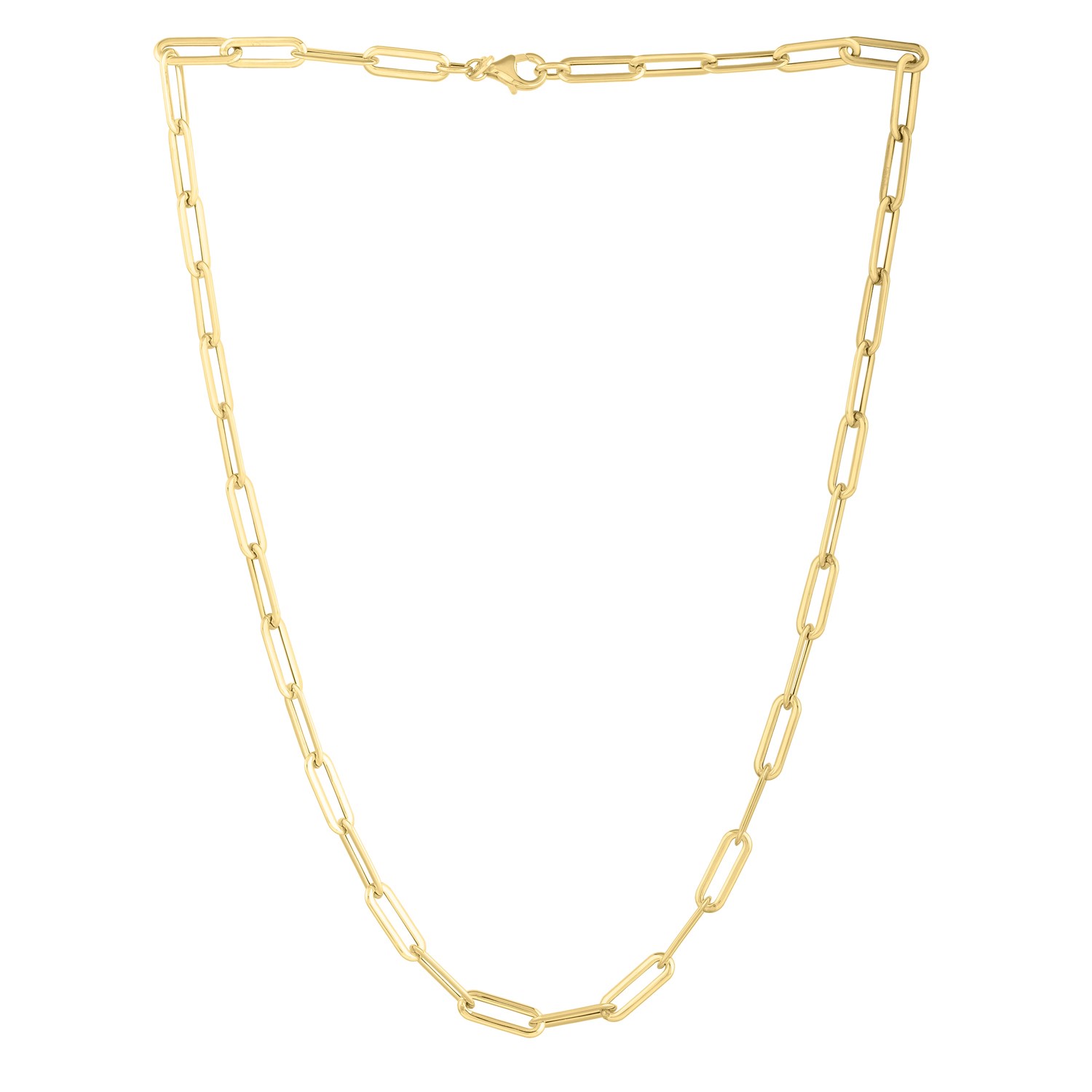 Long Domed Paperclip Necklace in 14K Yellow Gold (4.80 mm) - Image 2