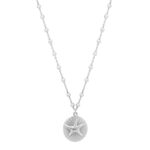 Sterling Silver Rhodium Plated Starfish Medallion Necklace