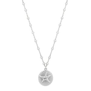 Sterling Silver Rhodium Plated Starfish Medallion Necklace