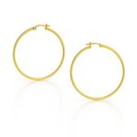 14k Yellow Gold Polished Hoop Earrings (3x25mm)