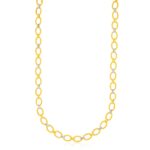 14k Two-Tone Gold Multi-Textured Oval Link Fancy Necklace