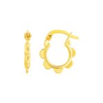 14k Yellow Gold Scalloped Hoop Earrings