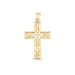 14k Yellow Gold High Polish Vine Cross Pendant