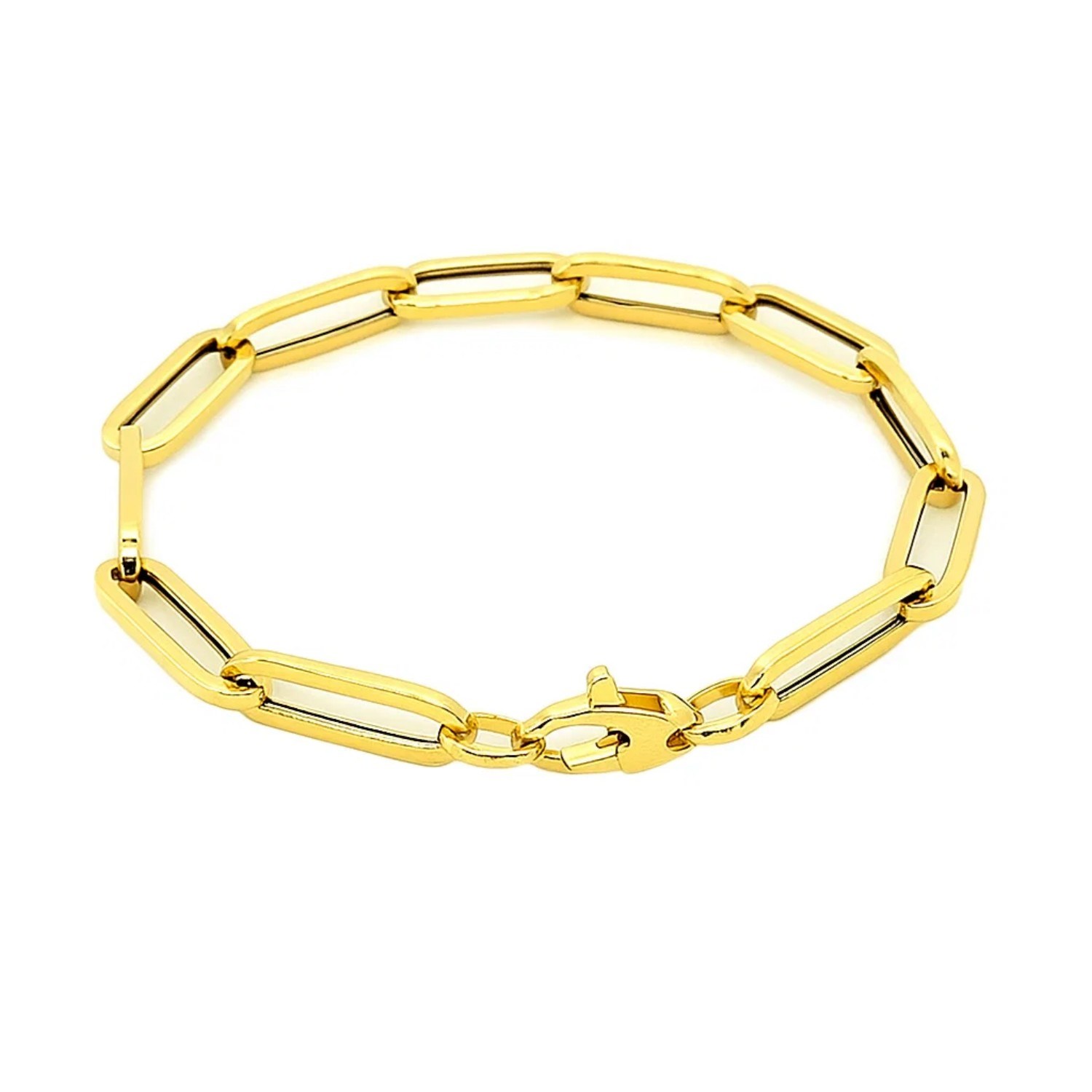 14K Yellow Gold Extra Wide Paperclip Chain Bracelet (6.10 mm) - Image 2
