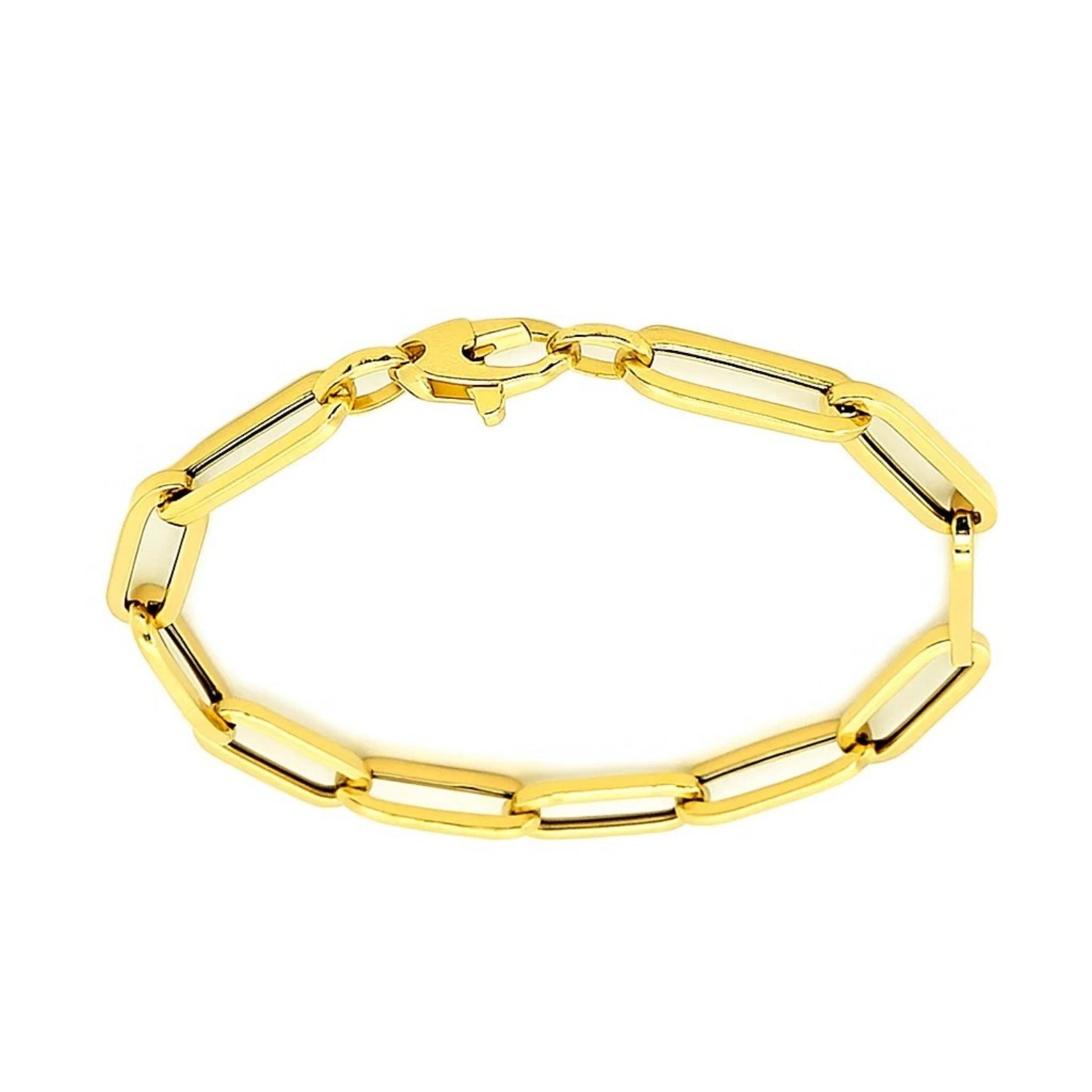 14K Yellow Gold Extra Wide Paperclip Chain Bracelet (6.10 mm) - Image 3