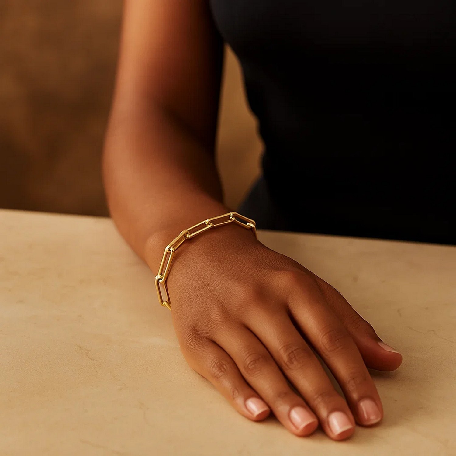 14K Yellow Gold Extra Wide Paperclip Chain Bracelet (6.10 mm) - Image 7