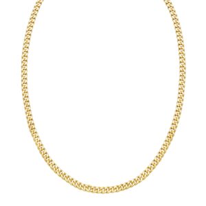 14K Yellow Gold Petite Faceted Cuban Link Chain Necklace (4.50 mm)