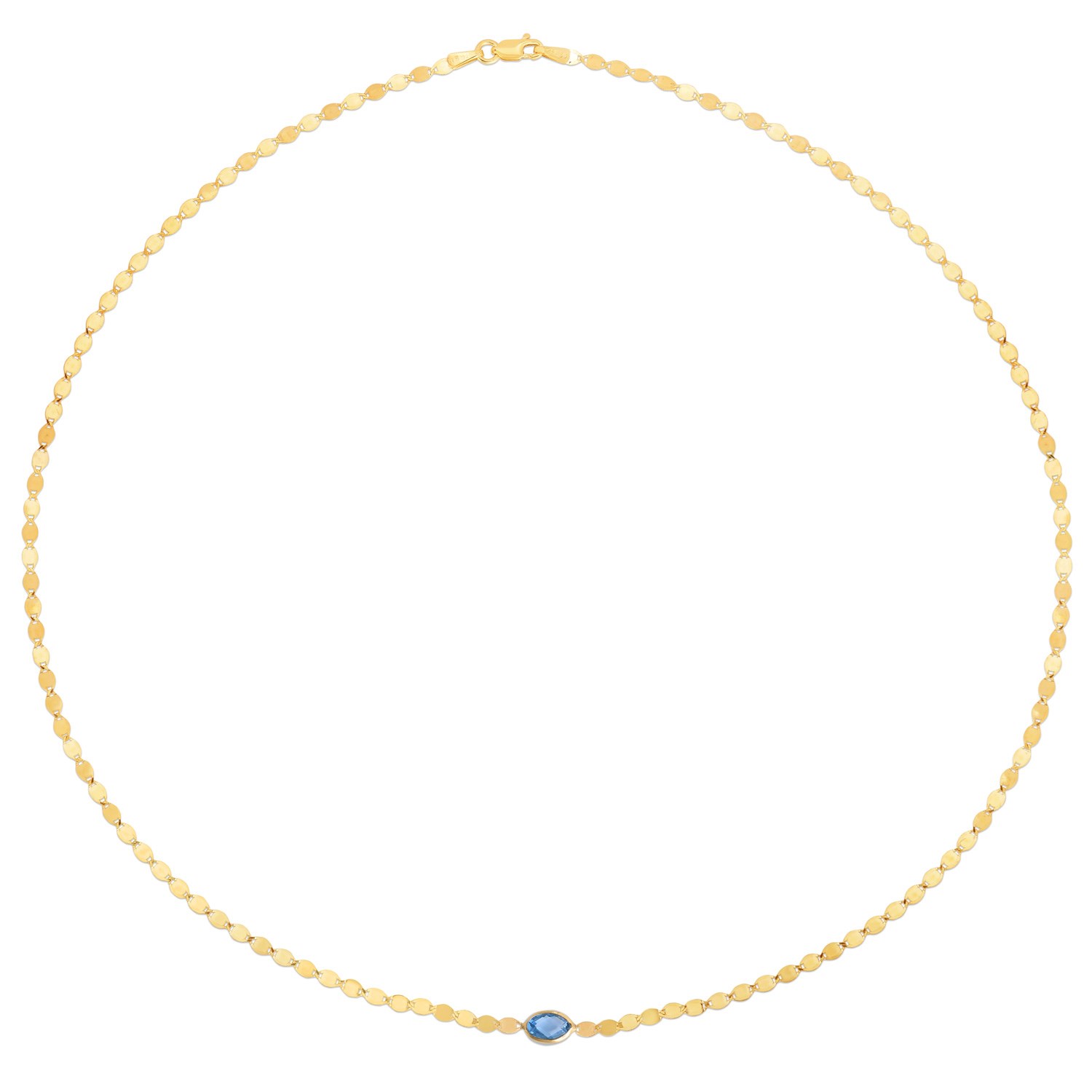 14K Yellow Gold Blue Topaz Mirrored Chain (2.20 mm) - Image 2