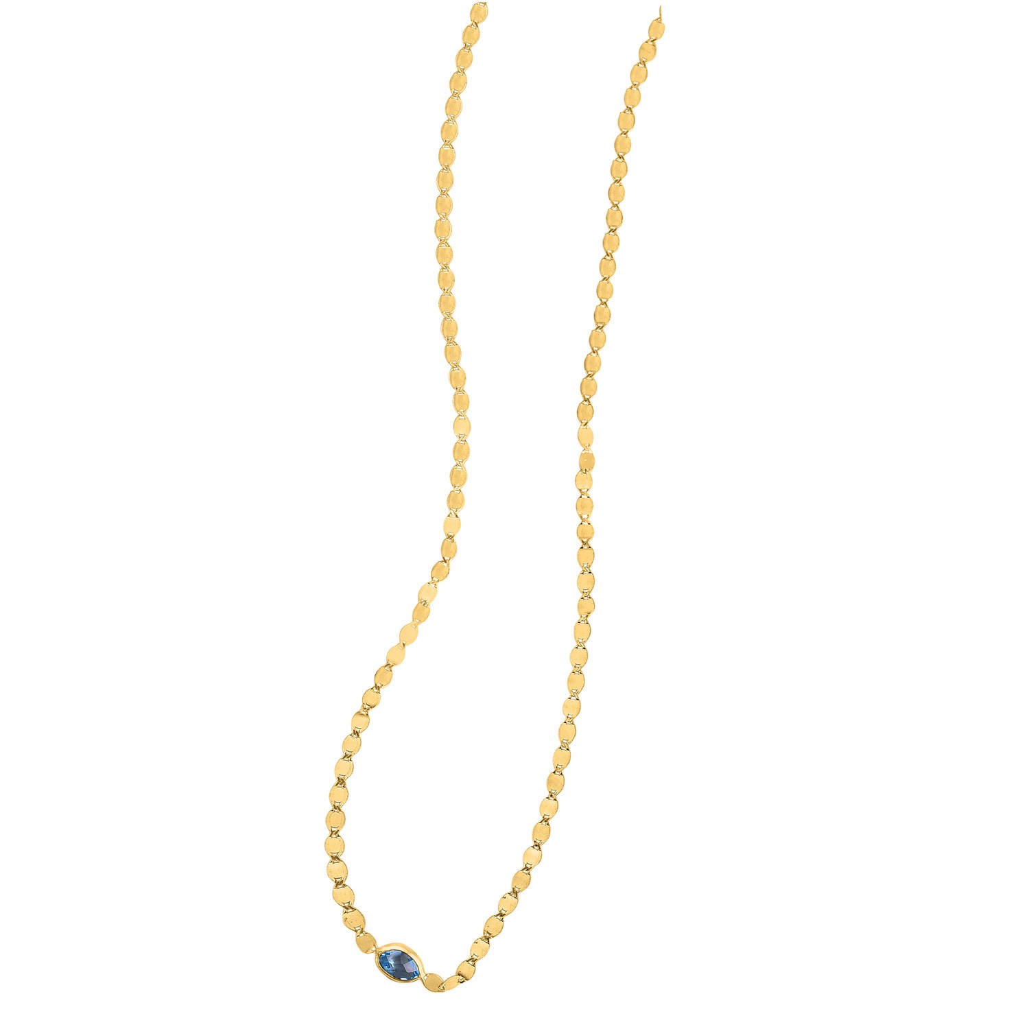 14K Yellow Gold Blue Topaz Mirrored Chain (2.20 mm) - Image 3