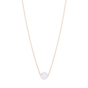 14k Rose Gold Pearl Solitaire Necklace