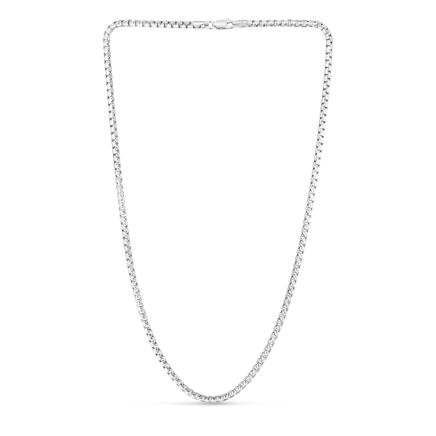 Sterling Silver Rhodium Plated Rockstar Cut Round Box Chain (2.90 mm) - Image 2
