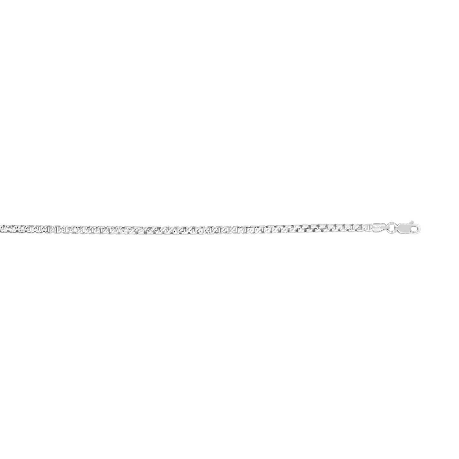 Sterling Silver Rhodium Plated Rockstar Cut Round Box Chain (2.90 mm) - Image 3