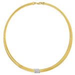 14K Yellow Gold Triple Row Diamond Omega Necklace