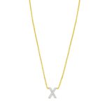 14K Yellow Gold Mini Diamond X Initial Pendant Necklace