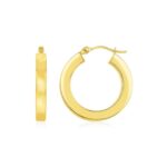 14K Yellow Gold Square Tube Hoop Earrings(3x20mm)