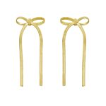 Sterling Silver Yellow Gold Plated Snake Chain Drop Dangle Bow Earrings