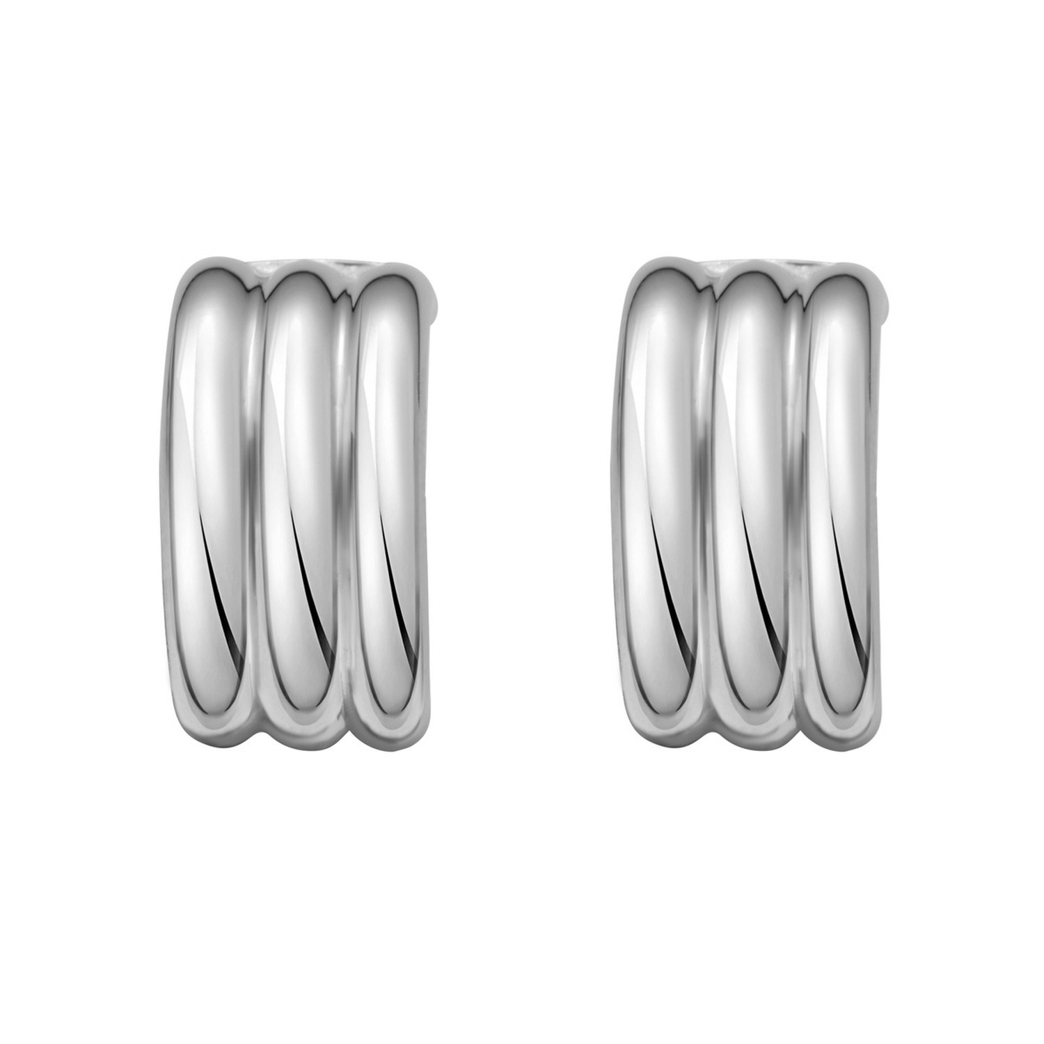 Sterling Silver Triple Row C Hoop Earrings - Image 2