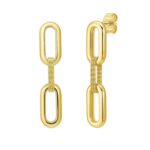 14K Yellow Gold Mini Diamante Paperclip Earrings