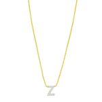 14K Yellow Gold Mini Diamond Z Initial Pendant Necklace