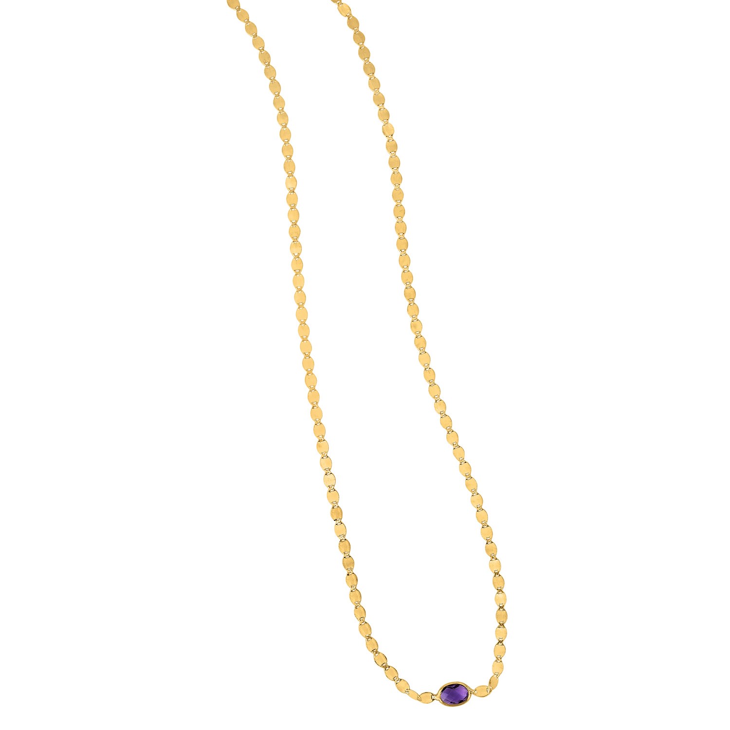 14K Yellow Gold Amethyst Mirrored Chain (2.20 mm) - Image 2