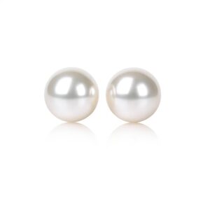 14k Yellow Gold Freshwater Cultured White Pearl Stud Earrings (7mm)