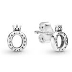 Pandora Polished Crown O Stud Earrings 298295 – Sterling Silver, 8x6mm Crown O Logo Studs