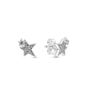 Pandora Sparkling Asymmetric Star Stud Earrings 290012C01 - Sterling Silver & Cubic Zirconia, Moments Collection