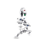 Pandora Sterling Silver Magical Reindeer Charm 792826C01 - Snowflake Engraving, Blue Man-Made Crystals in Eyes and Antlers