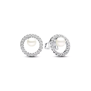 Pandora Pearl And Pavé Halo Earrings 293154C01